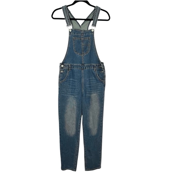 Other - Kidscool Space Denim Bibbed Overalls Stretchy Adjustable Sz 170 Girls